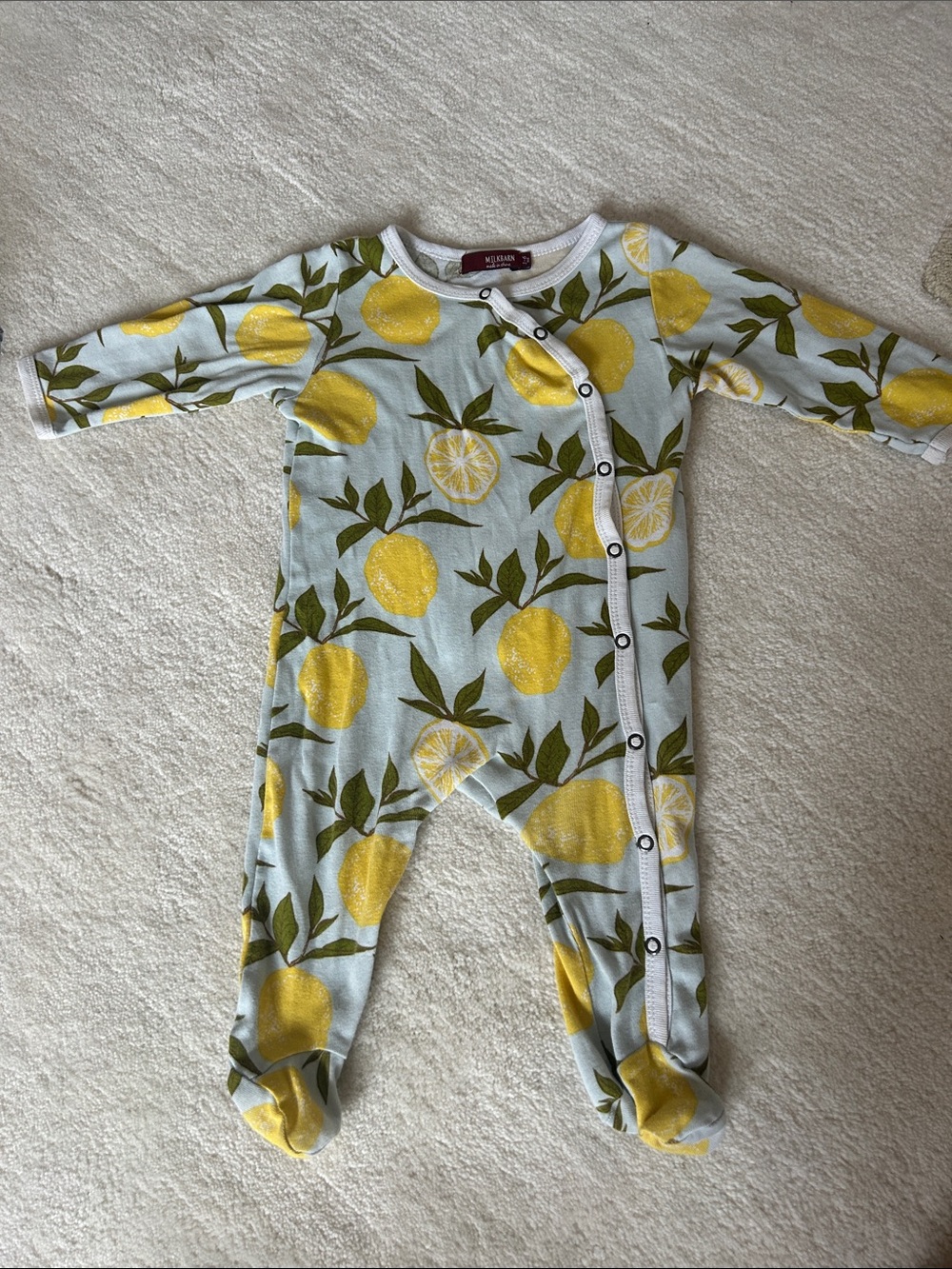 Milkbarn Yellow Lemon Print Footed One-Piece